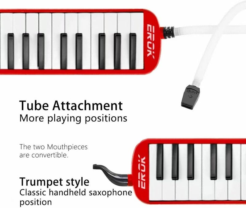 EROK 32 Keys Melodica Keyboard Instrument - Portable with Carrying Bag, Ideal for Beginners & Adults Gift (Red) - Image 4